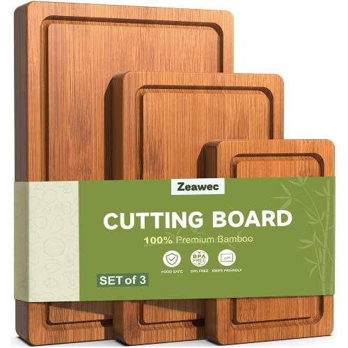 Bamboo Cutting Board for Kitchen, Set of 3